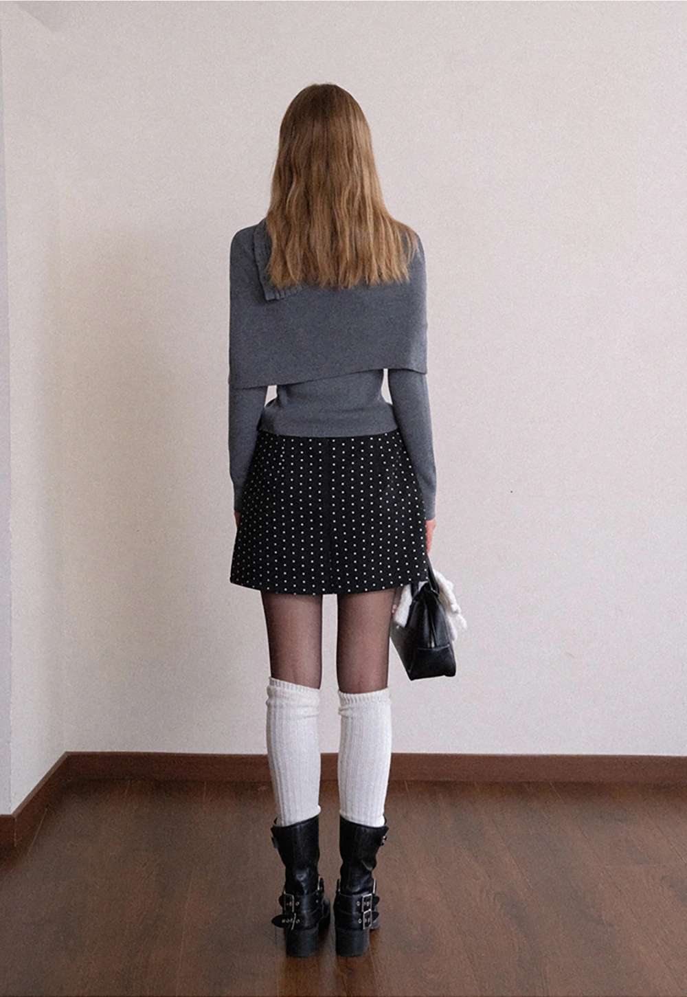 Long Sleeve Knit Top with Button Collar