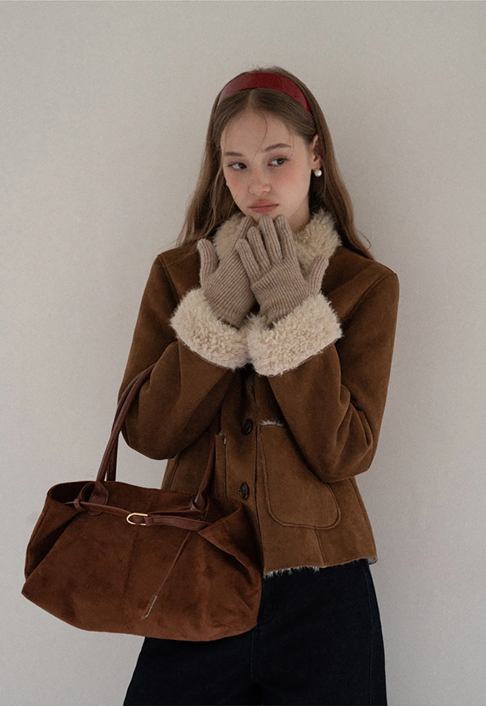 Women Fashion Faux Suede Jacket