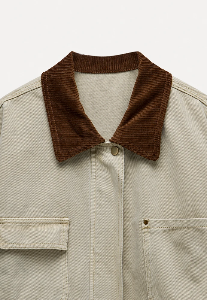 Corduroy-Collar Utility Jacket