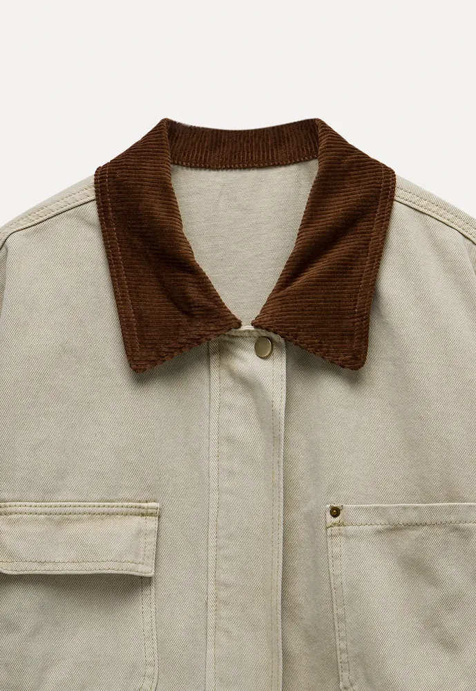 Corduroy-Collar Utility Jacket