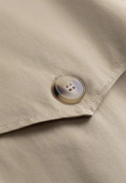 Womens Khaki High Neck Pleated Hem Trench Coat