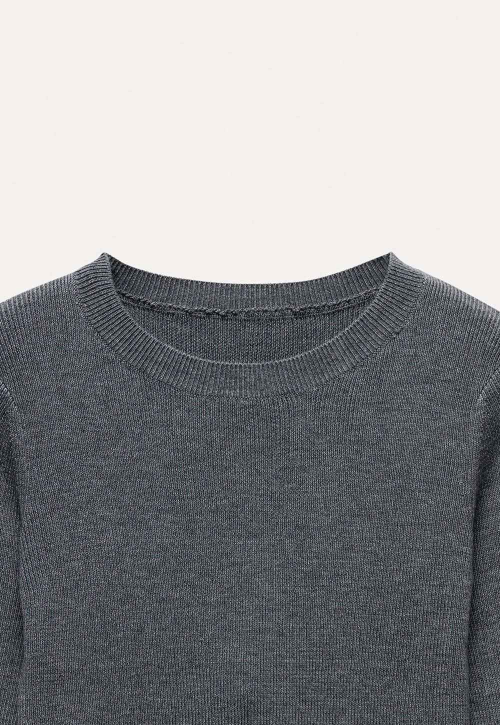 Long Sleeve Knit Top with Button Collar