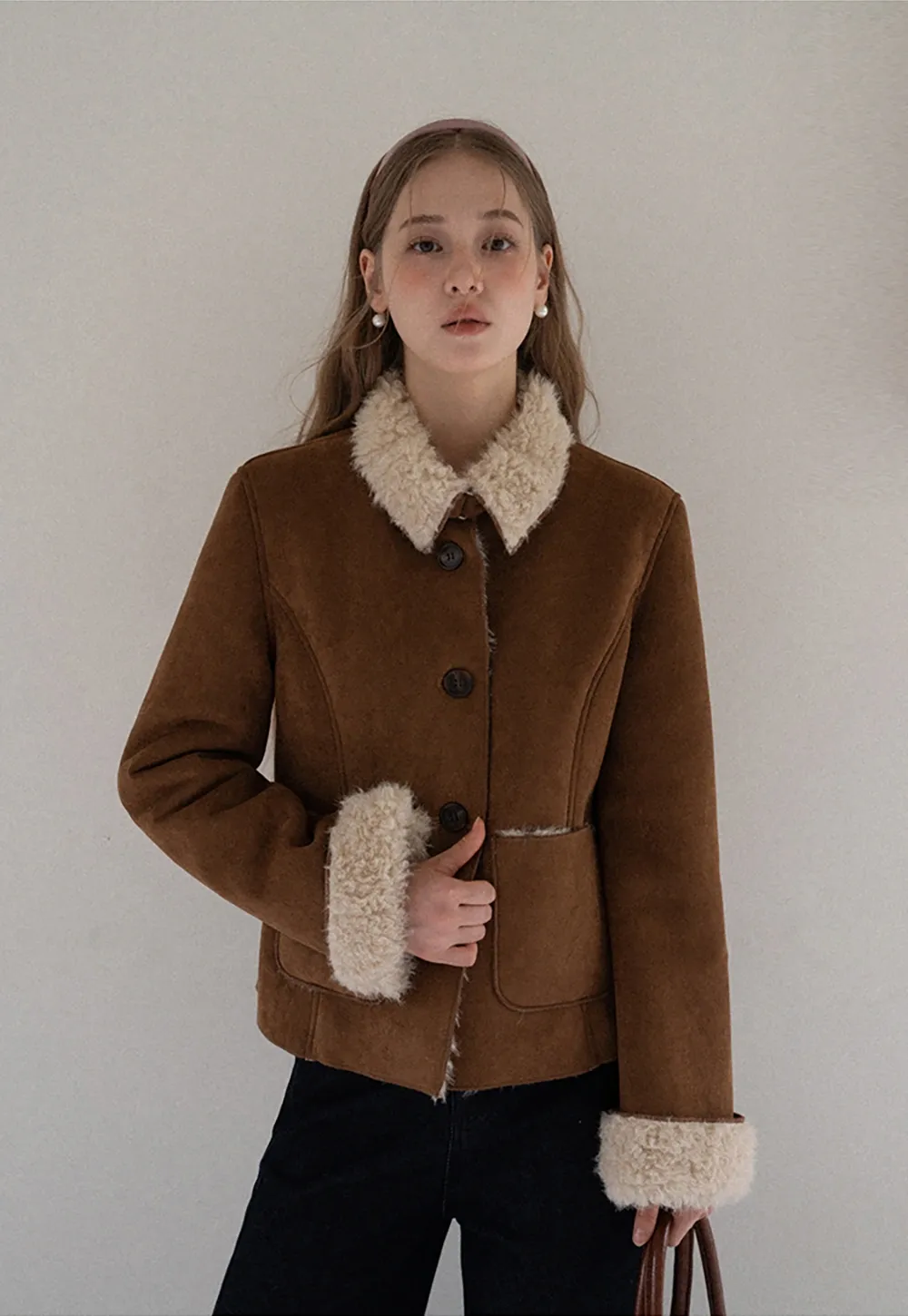 Women Fashion Faux Suede Jacket