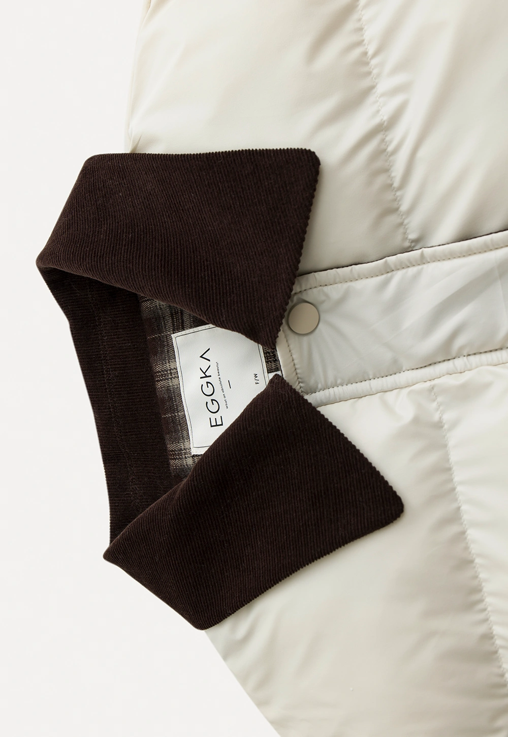 Women Short Cotton Coat with Contrast Collar and Cuffs