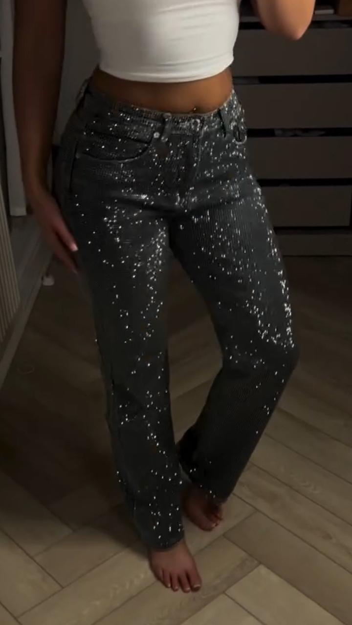 Women Hot Rhinestone Sparkling Casual Jeans