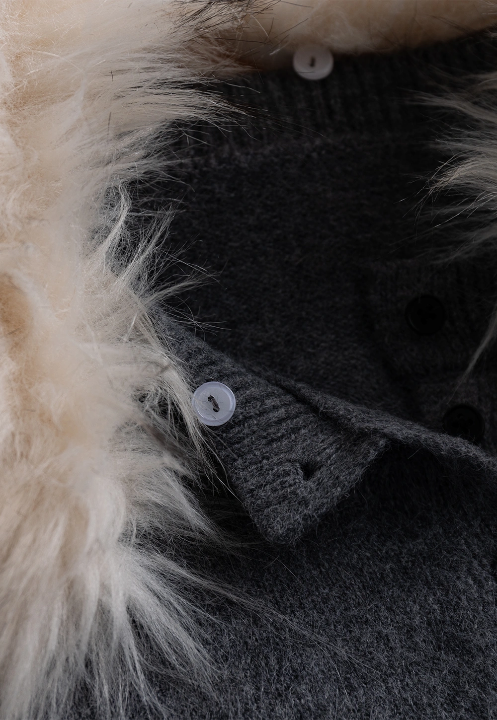 Vintage Style Fur Collar Cardigan