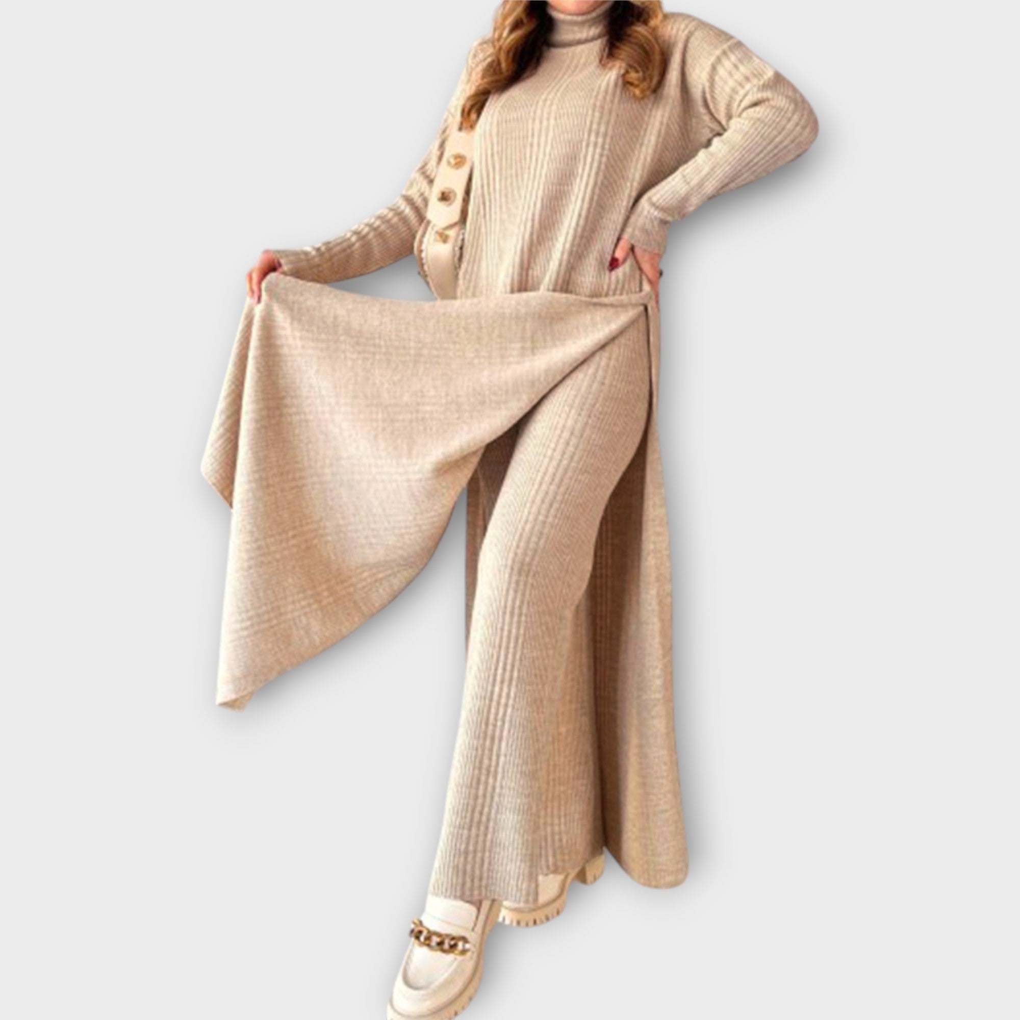 Elegant Ribbed Knit Co-ord Set