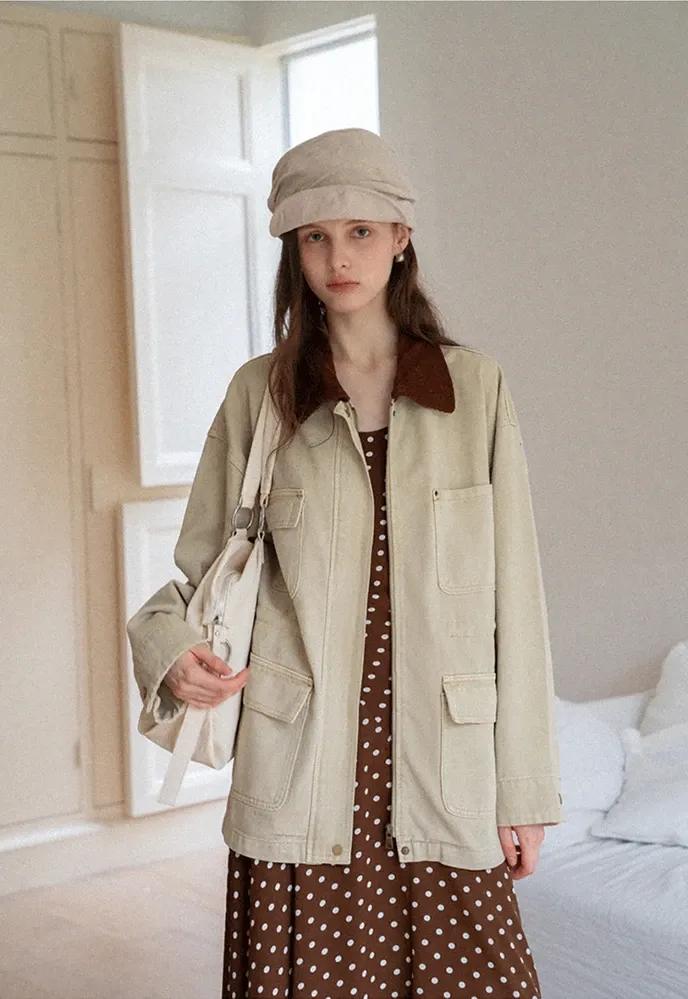 Corduroy-Collar Utility Jacket