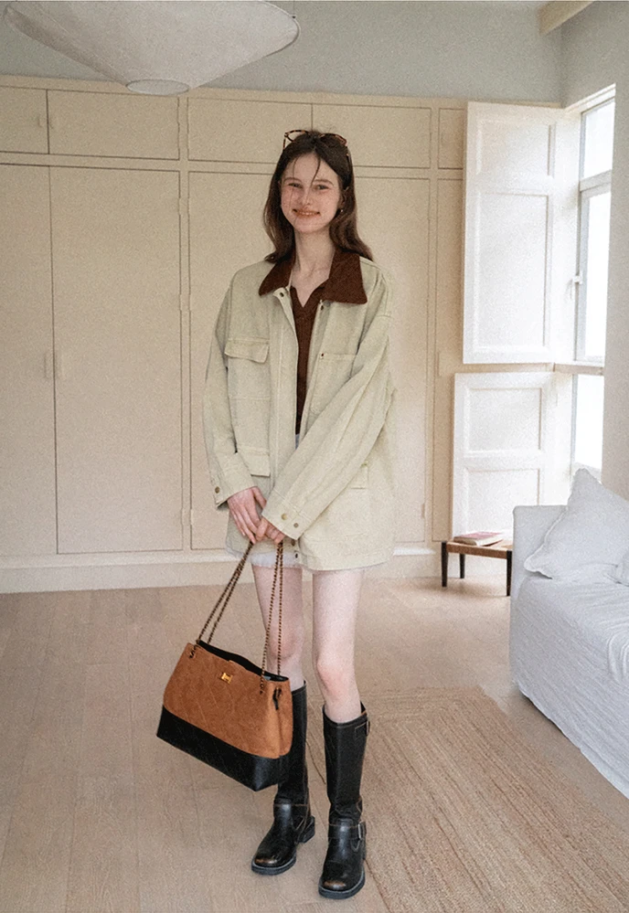 Corduroy-Collar Utility Jacket