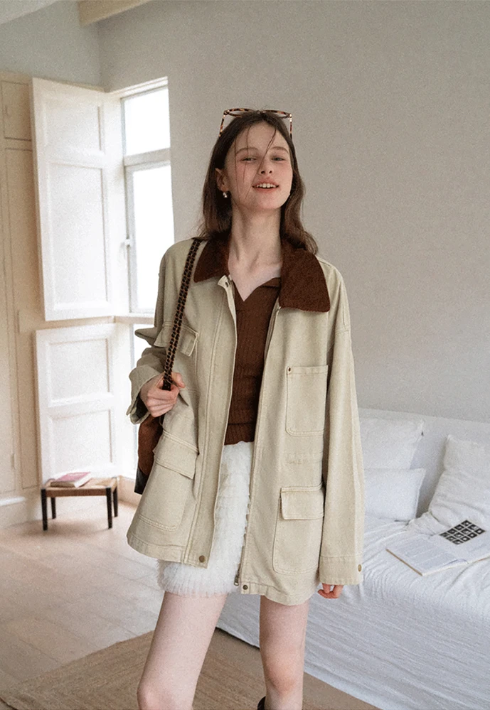 Corduroy-Collar Utility Jacket