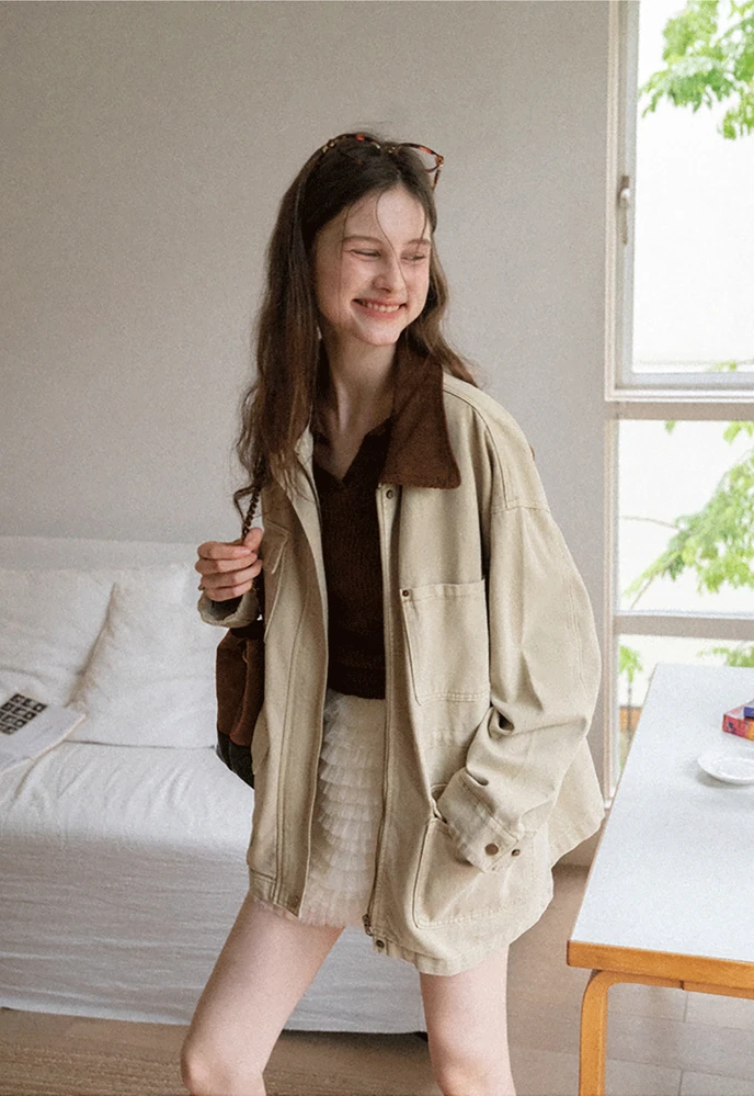 Corduroy-Collar Utility Jacket