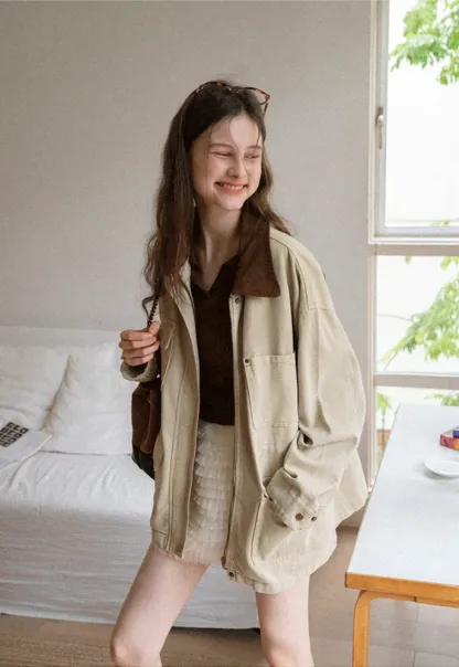 Corduroy-Collar Utility Jacket
