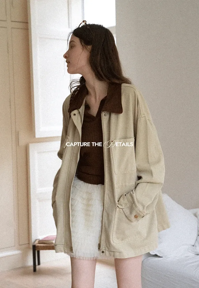 Corduroy-Collar Utility Jacket