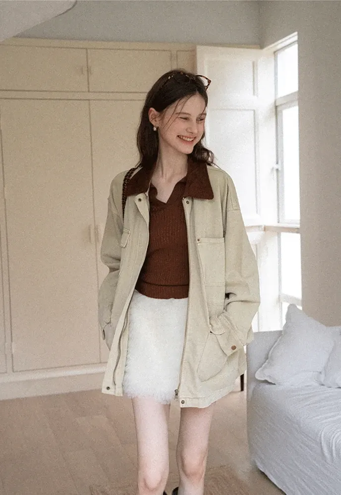 Corduroy-Collar Utility Jacket