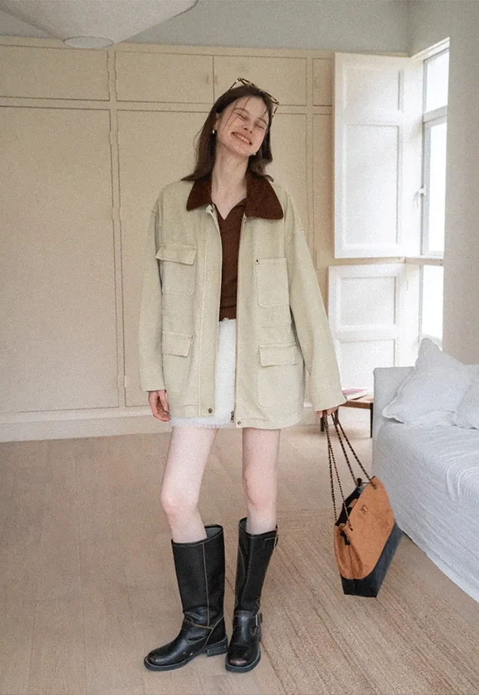 Corduroy-Collar Utility Jacket