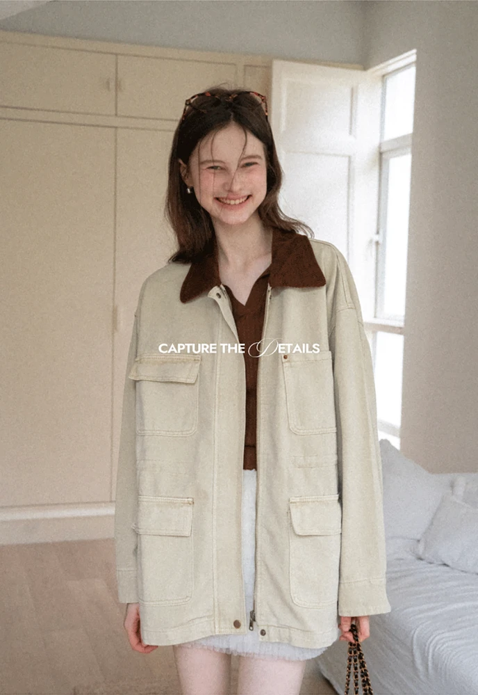 Corduroy-Collar Utility Jacket