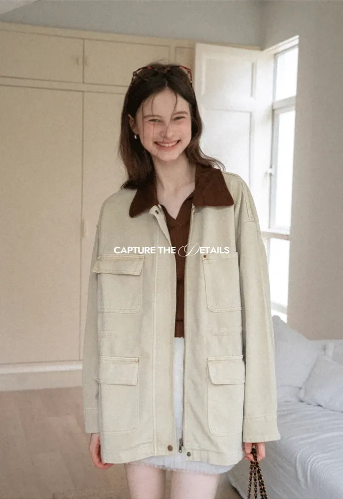 Corduroy-Collar Utility Jacket