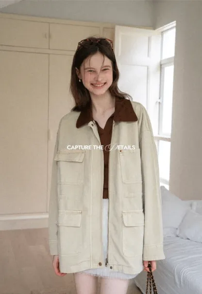 Corduroy-Collar Utility Jacket