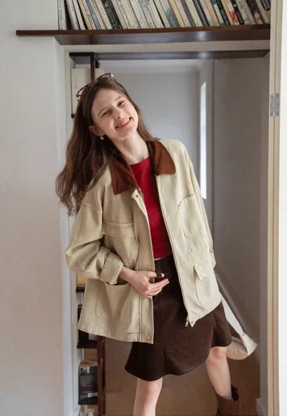 Corduroy-Collar Utility Jacket