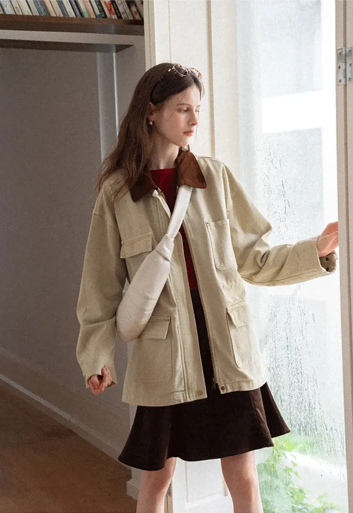 Corduroy-Collar Utility Jacket