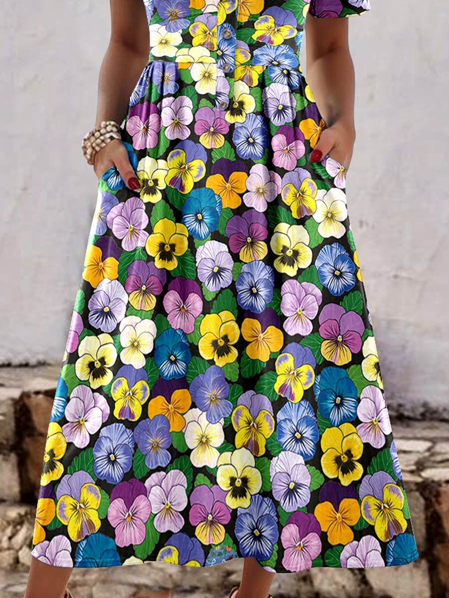Women's Floral Art Pattern Print Casual Dress