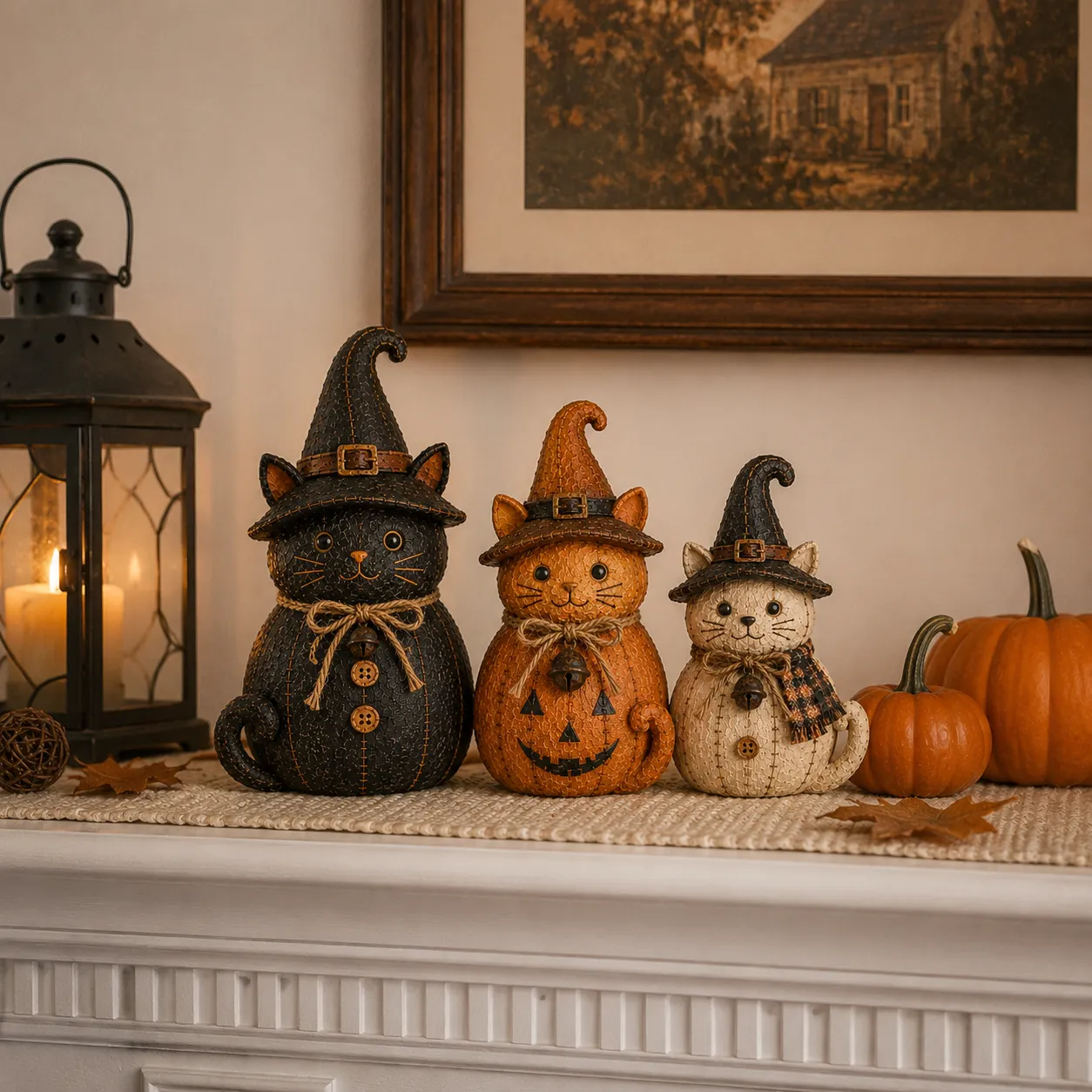 Halloween Retro Witch Cat and Dog Decoration Set