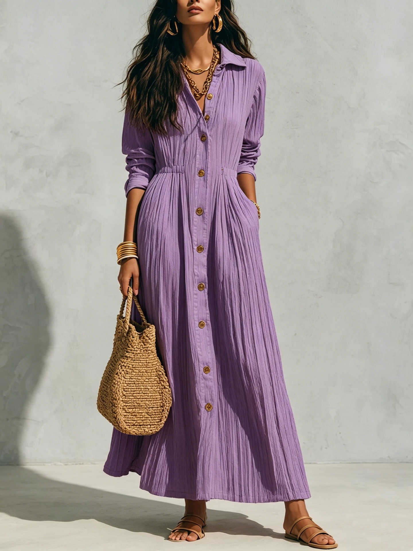 Elegant White Long, Waist-Cinched, Loose-Fitting Dress