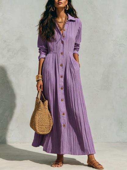 Elegant White Long, Waist-Cinched, Loose-Fitting Dress