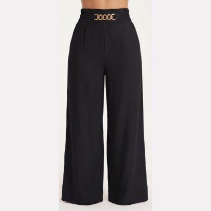 Gold Accent Wide Leg Trousers