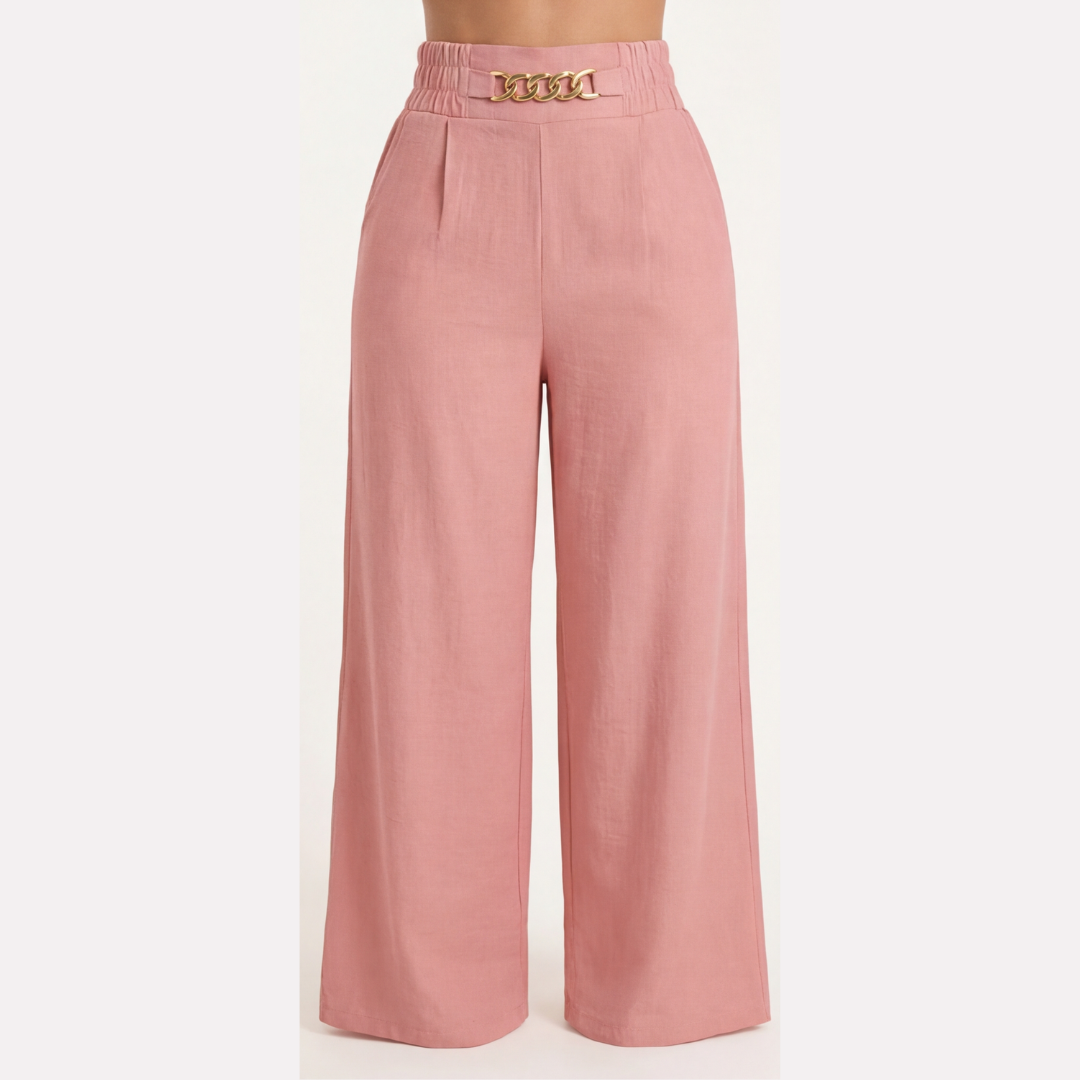 Gold Accent Wide Leg Trousers