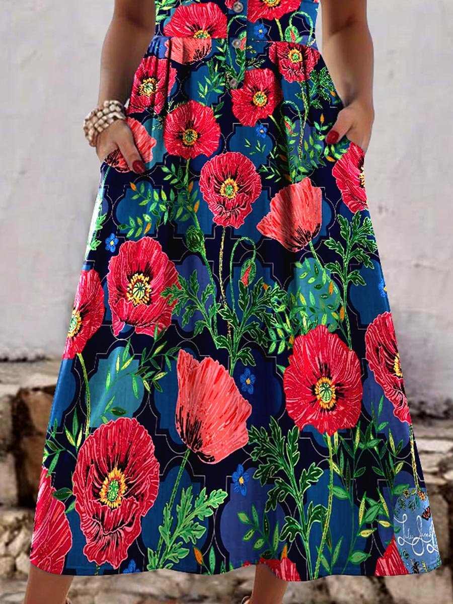 Women's Poppies for Remembrance poppy Art Print Casual Dress