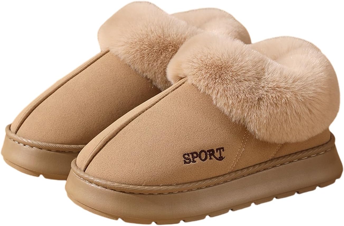 Fuzzy Booties Slippers Slip On Winter Warm House Slippers with Plush Linning Cozy Indoor Outdoor Suede Boots Slipper