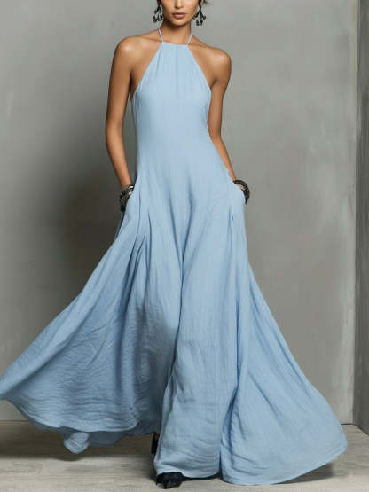 Minimalist And Elegant Halter Neck Maxi Dress