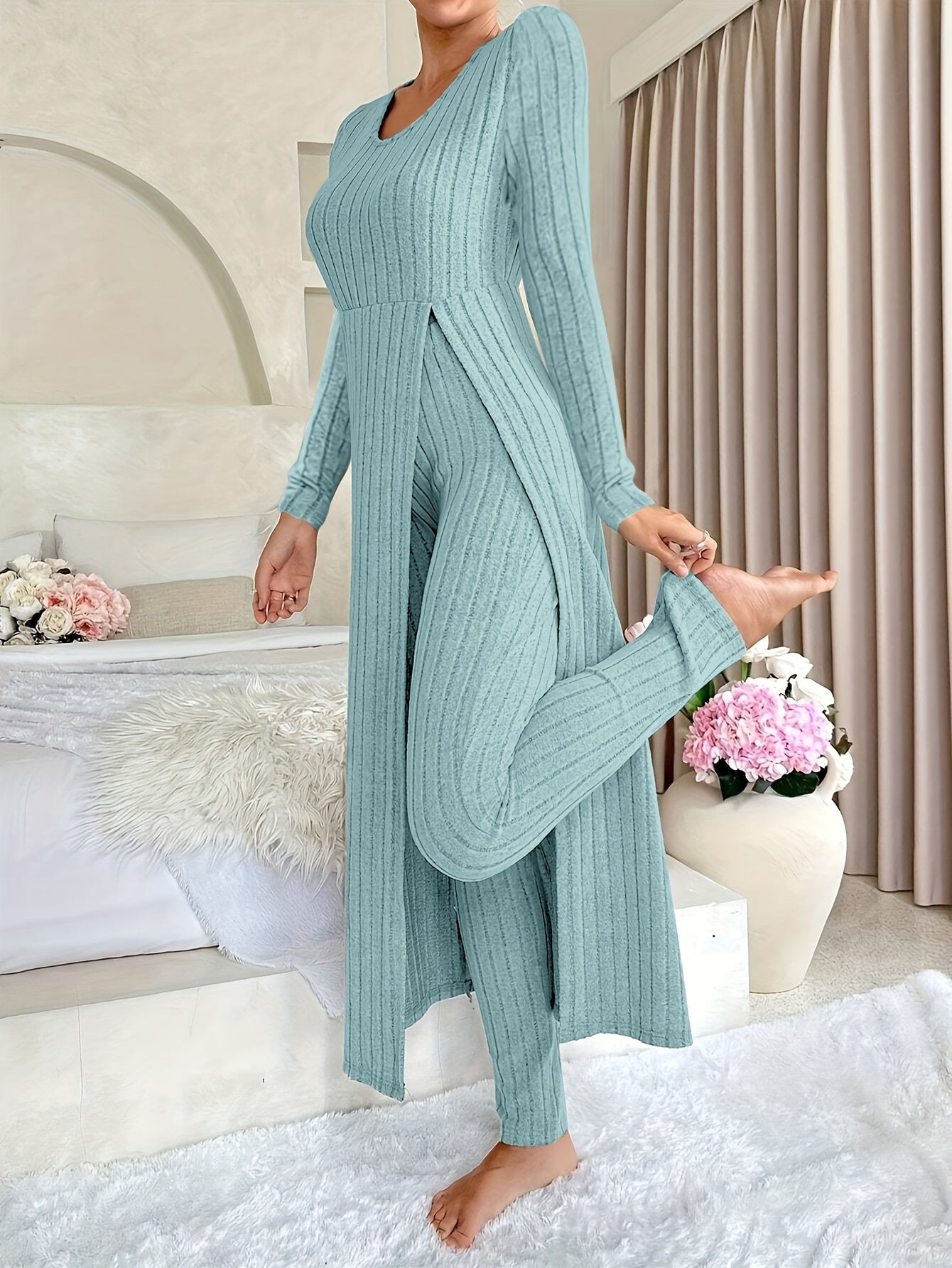 Cozy Two-Piece Ribbed Lounge Set