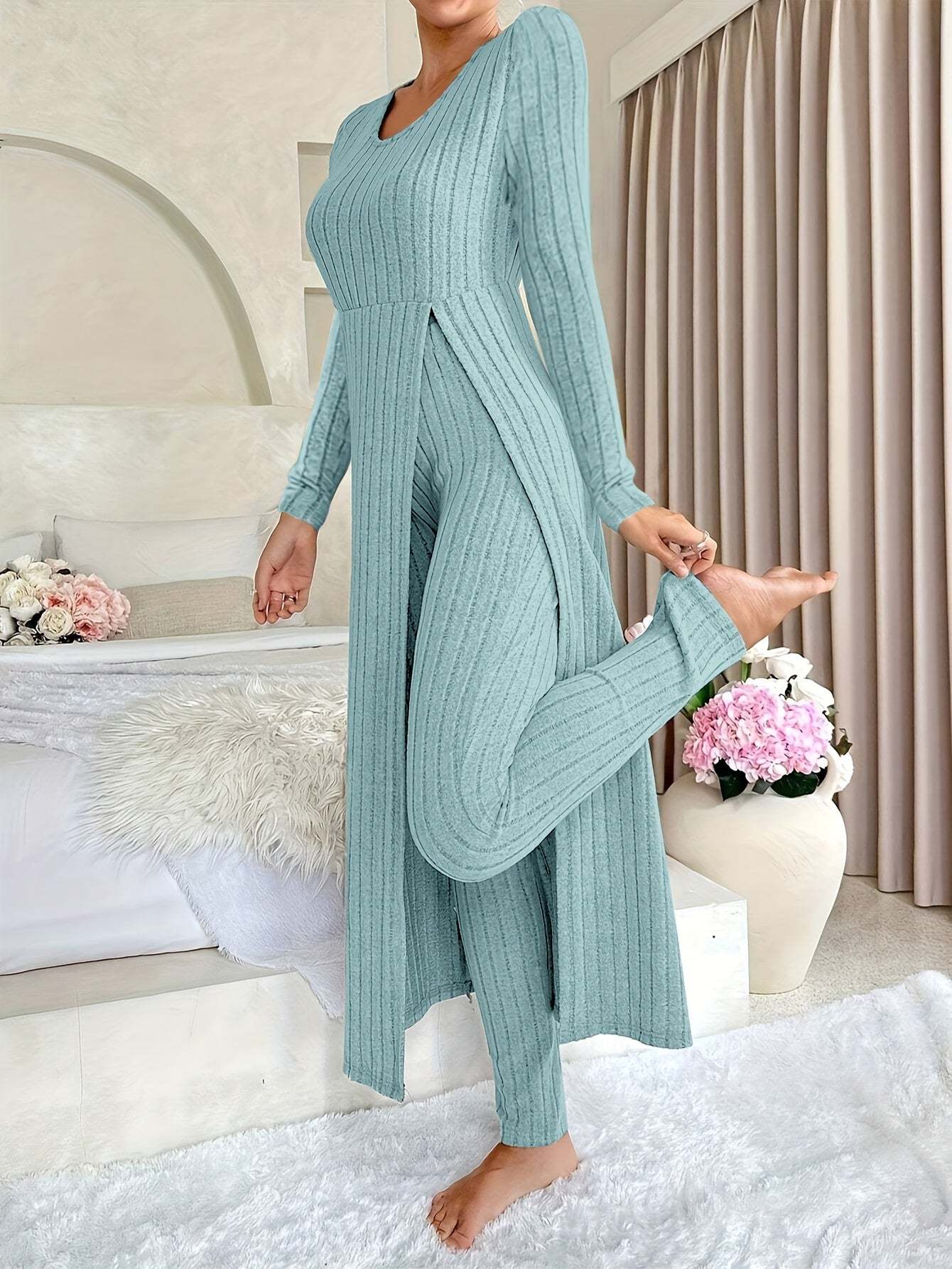 Cozy Two-Piece Ribbed Lounge Set