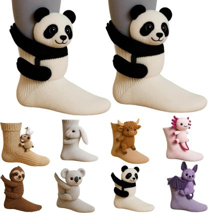 3D Knit Animal Socks, Animal Socks Hand Crocheted, Double-layer cotton, Warm embrace