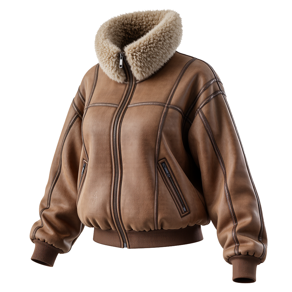 Western Cowboy Brown Leather Suede Jacket With Faux Shearling Collar