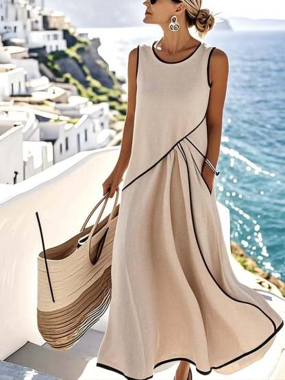 Women'S Loose Striped Print Dress