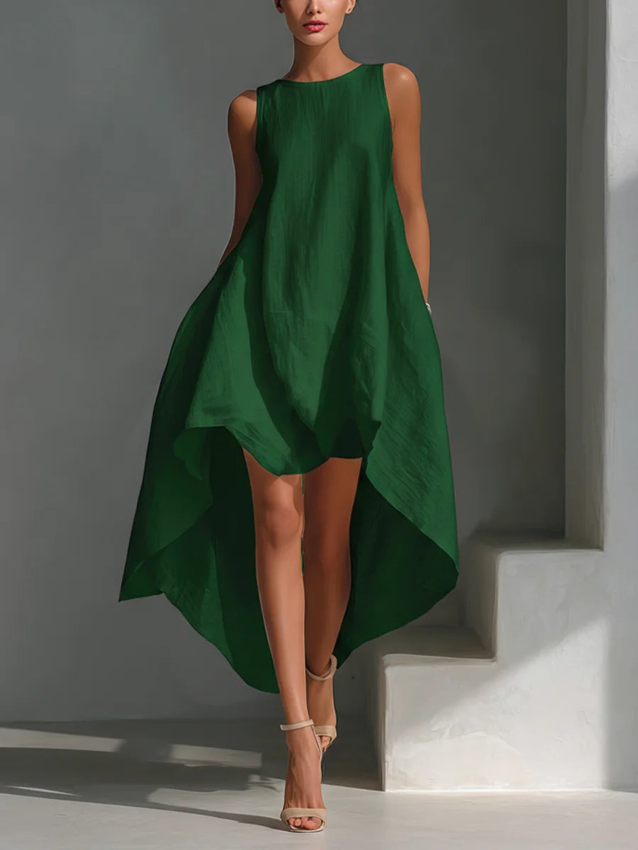 Women's Irregular Hem Retro Casual Sleeveless Dress