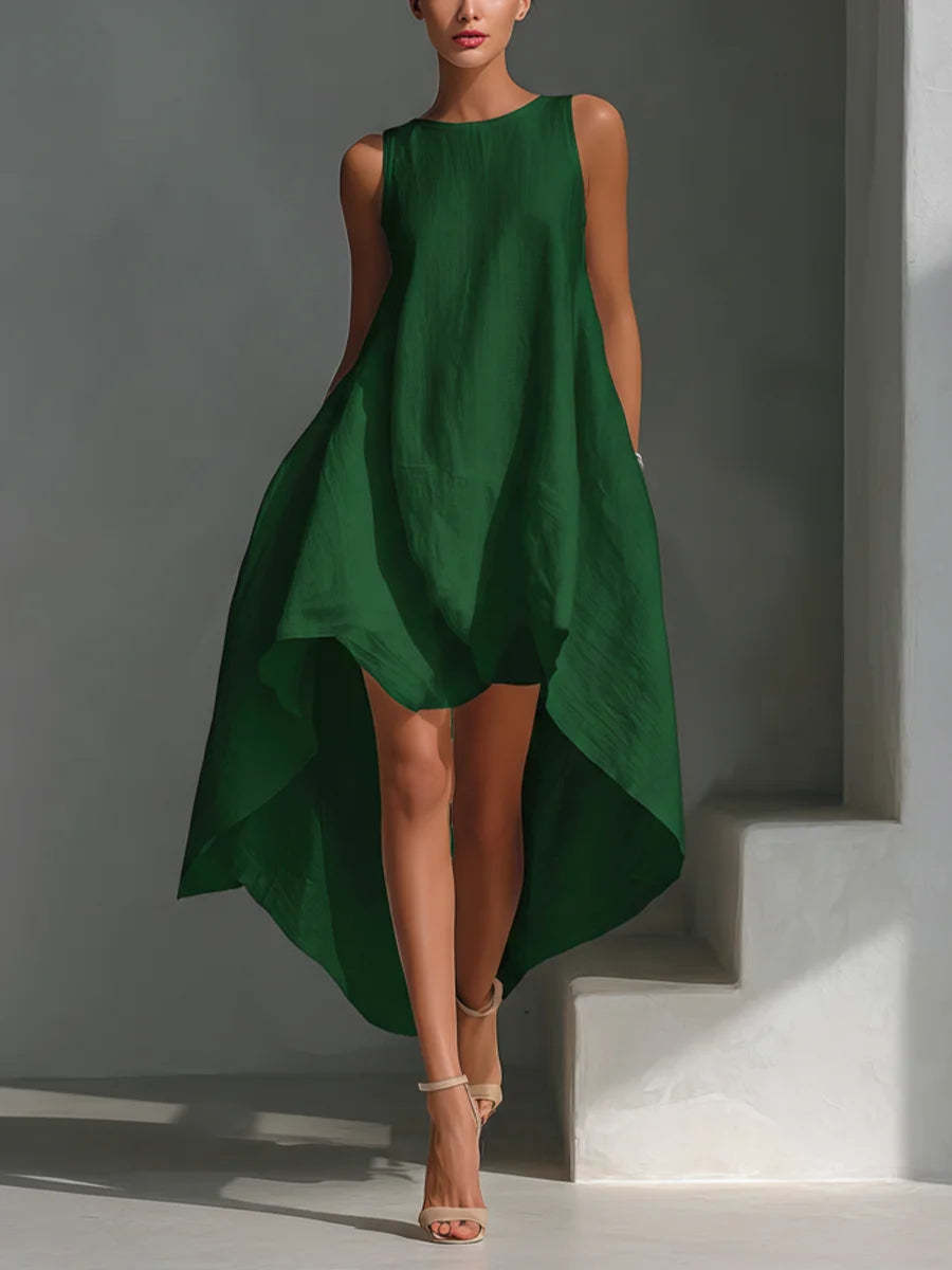 Women's Irregular Hem Retro Casual Sleeveless Dress