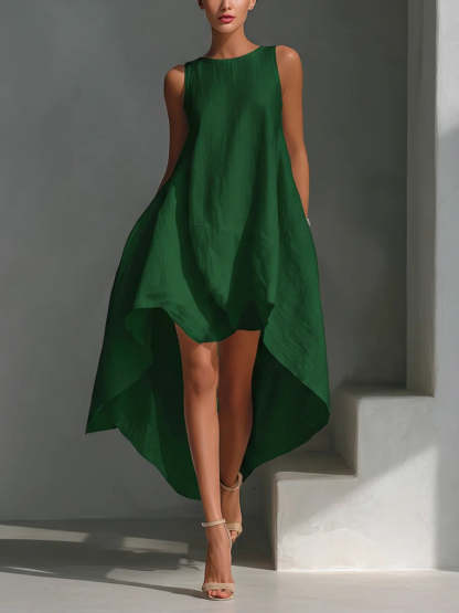 Women's Irregular Hem Retro Casual Sleeveless Dress