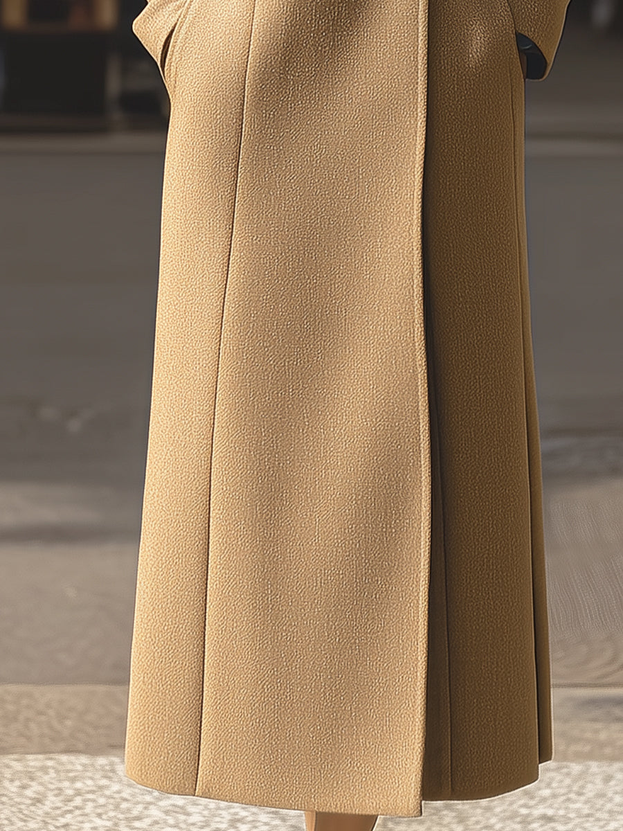 Vintage-inspired Camel Longline Coat