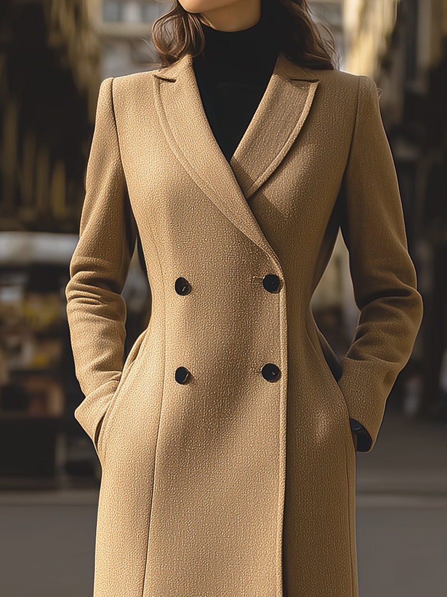 Vintage-inspired Camel Longline Coat