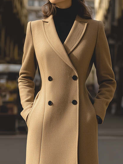 Vintage-inspired Camel Longline Coat