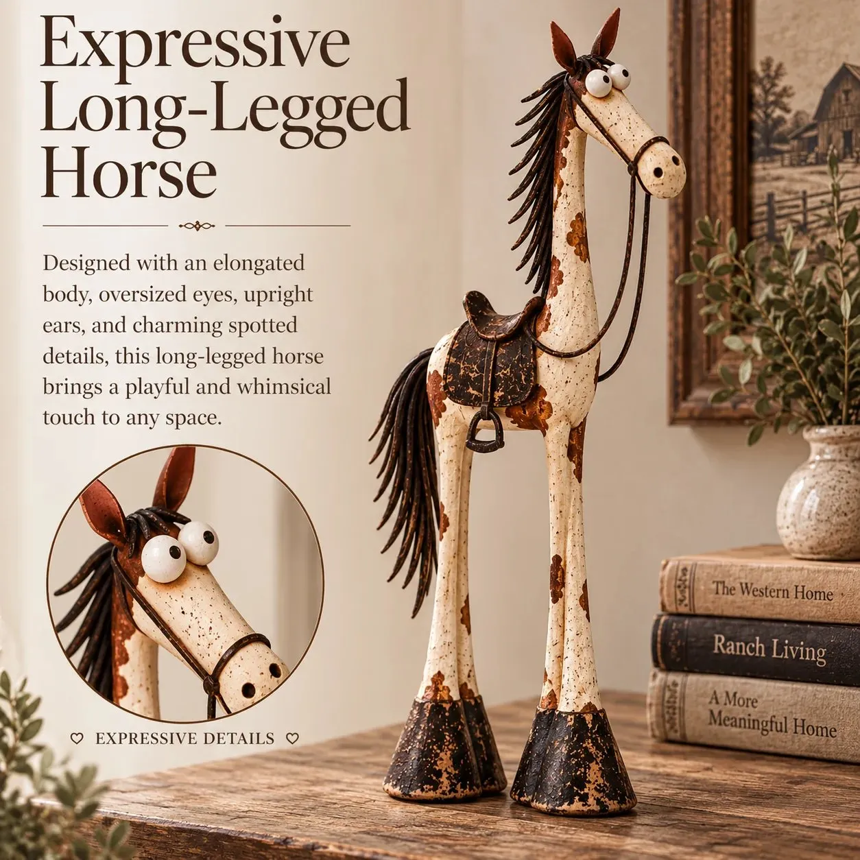 Cowboy and horse duo rustic ranch home decoration