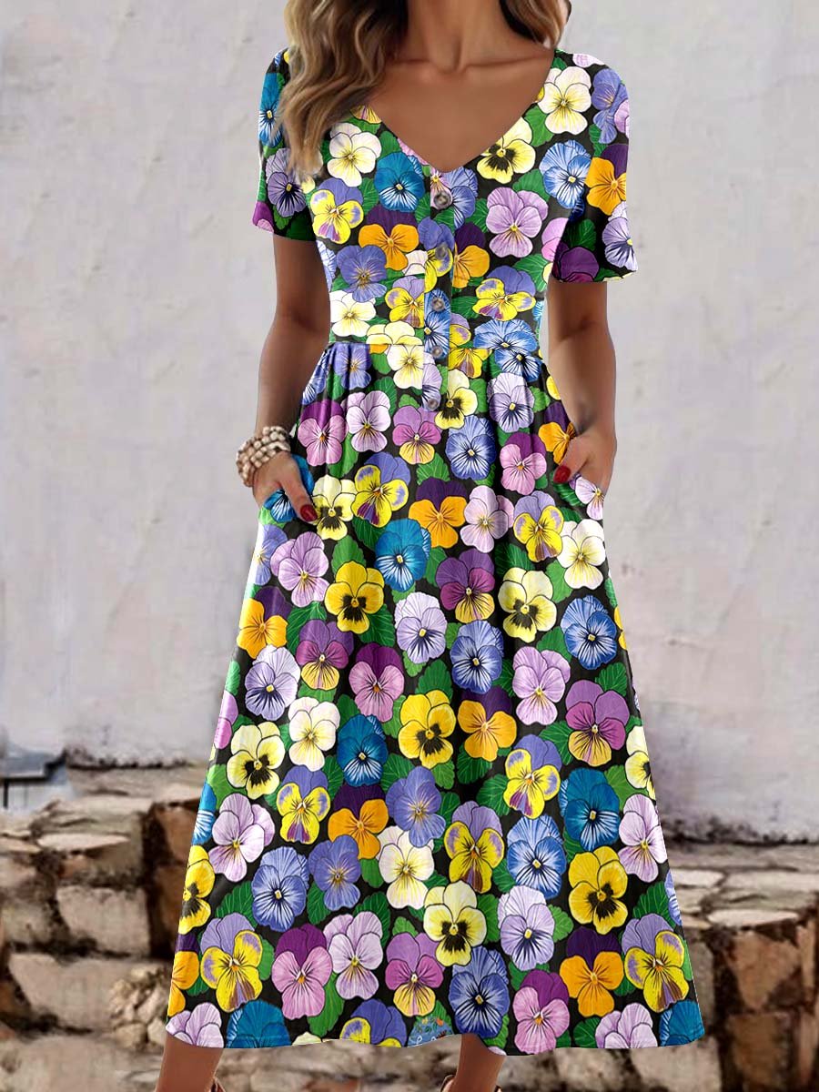 Women's Floral Art Pattern Print Casual Dress