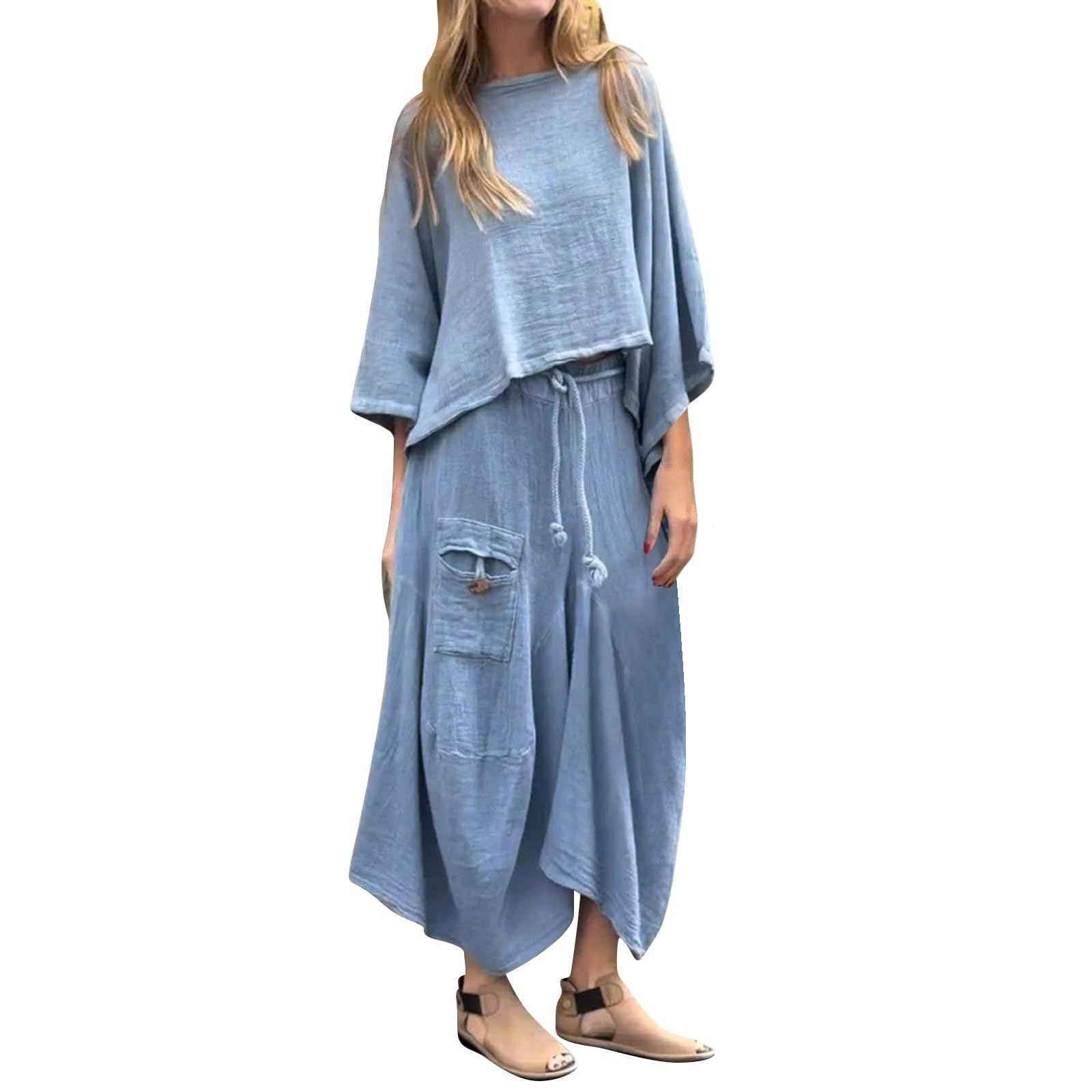 women's casual solid color loose skirt two-piece suit