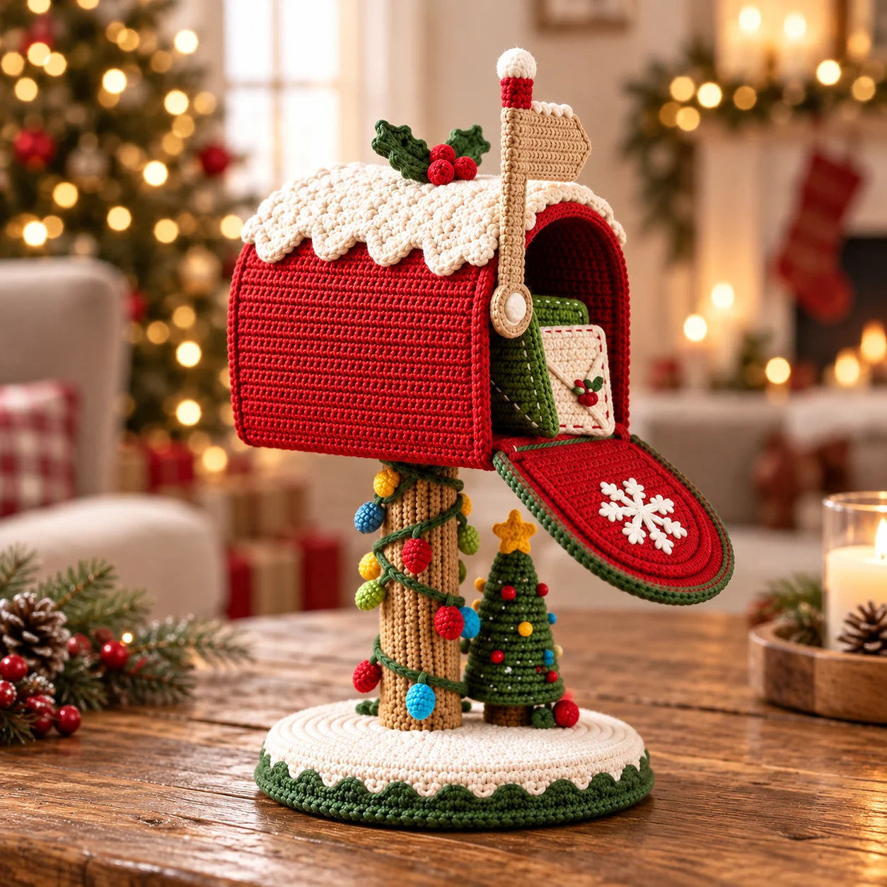 DIY Crocheted Christmas Mailbox—Santa, Please Stop Here