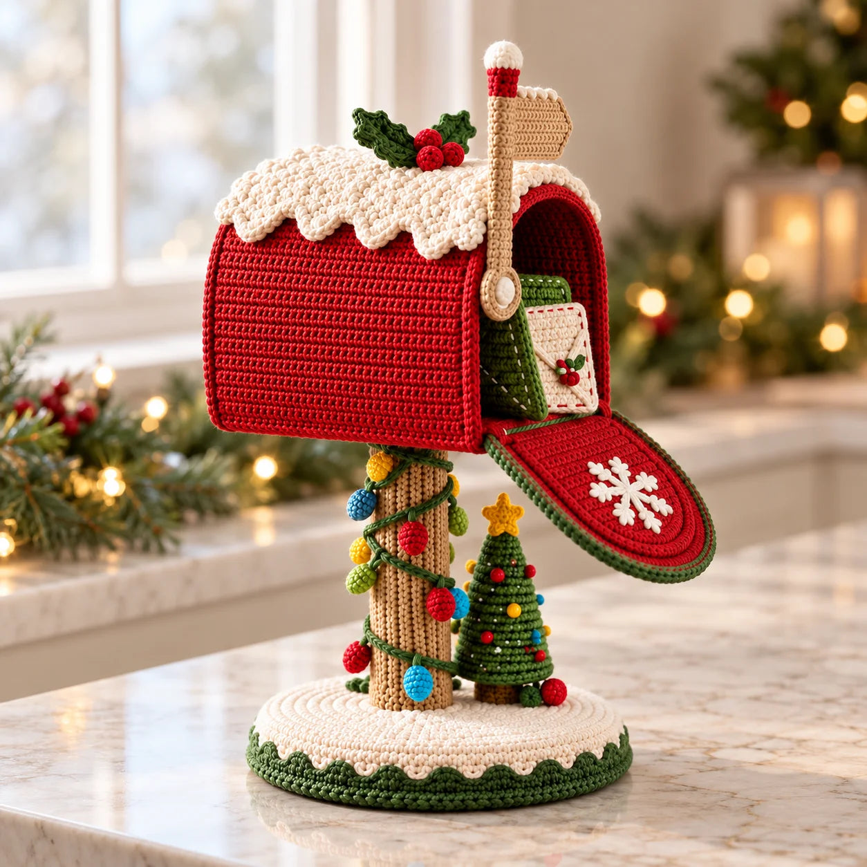 DIY Crocheted Christmas Mailbox—Santa, Please Stop Here