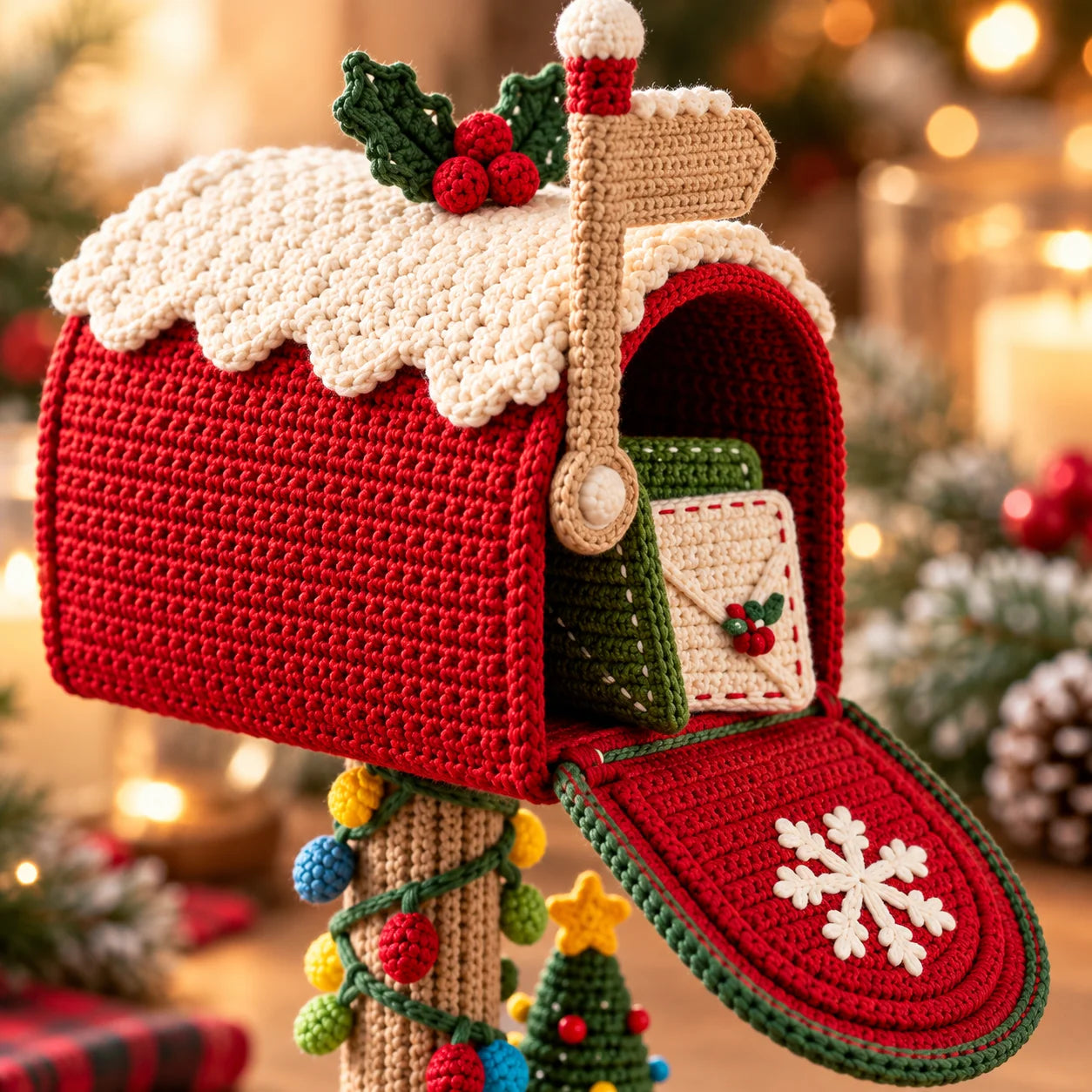 DIY Crocheted Christmas Mailbox—Santa, Please Stop Here